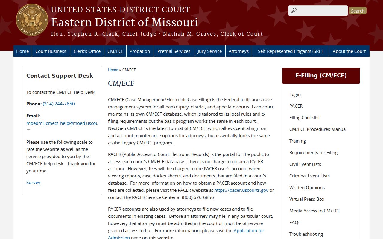Franklin County court records differ from federal CM ECF case records
